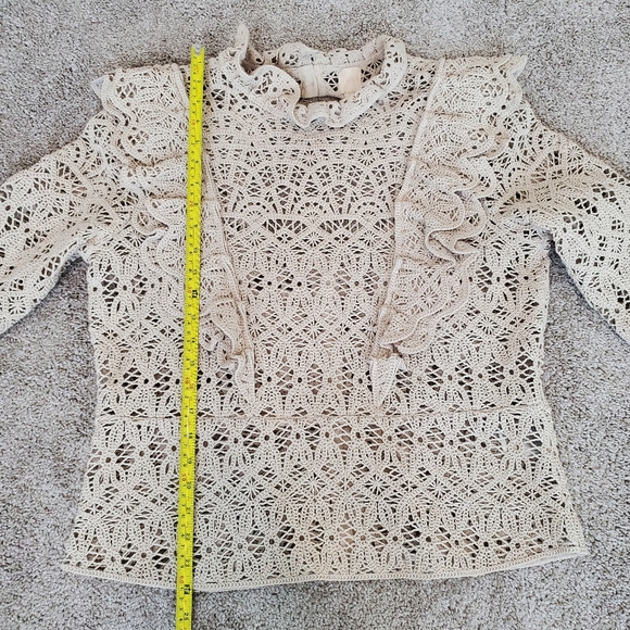 H&M Crochet Ruffle Blouse XL Nude - Picture 6 of 7